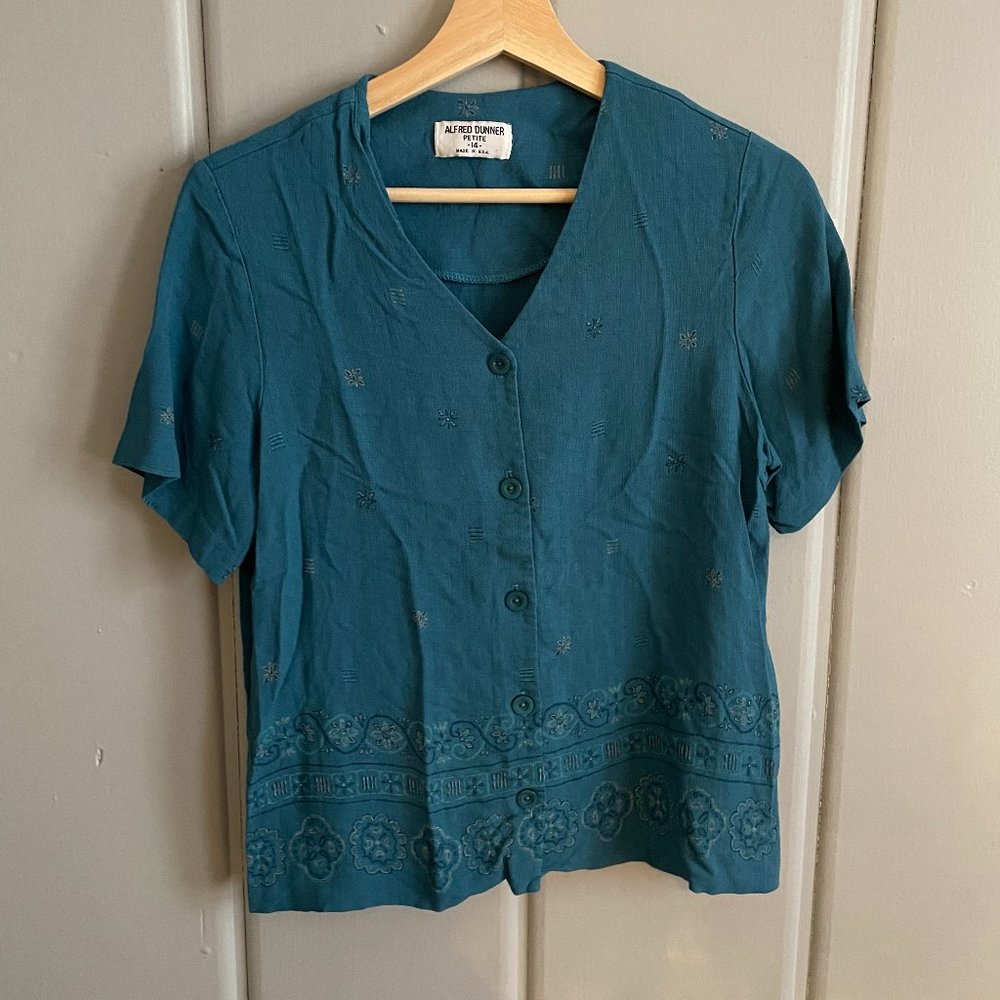Blue Blouse with Paisley Design